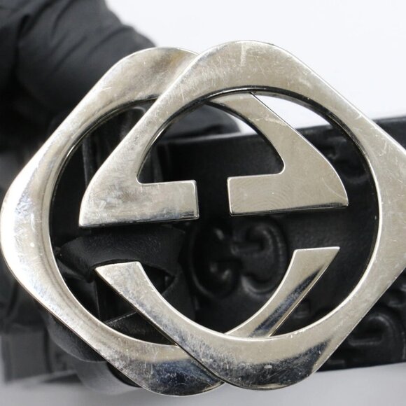 GUCCI Men's GG Monogram Square Interlocking Leather Belt Size 34 - Picture 2 of 16